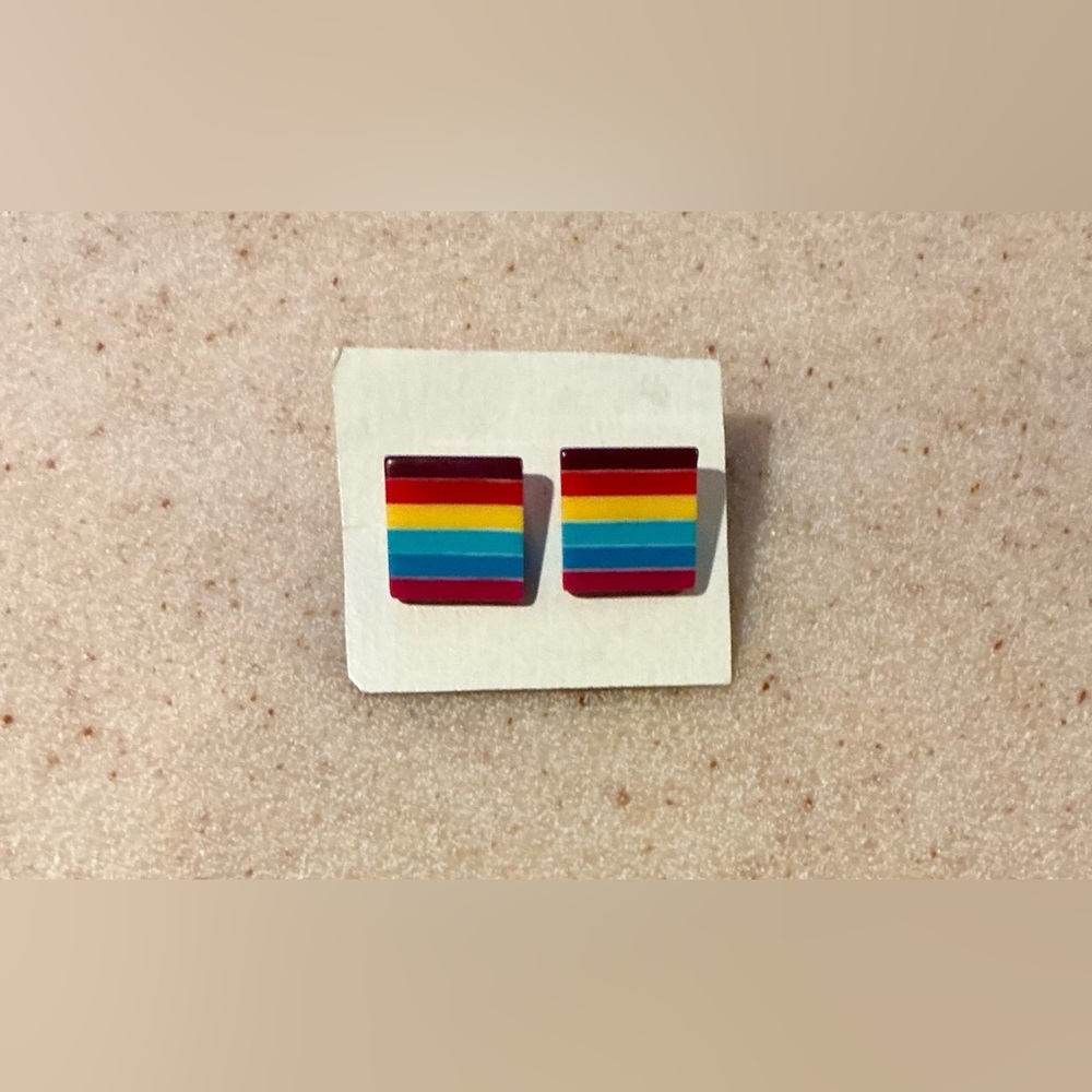 Colorful Striped Square Earrings